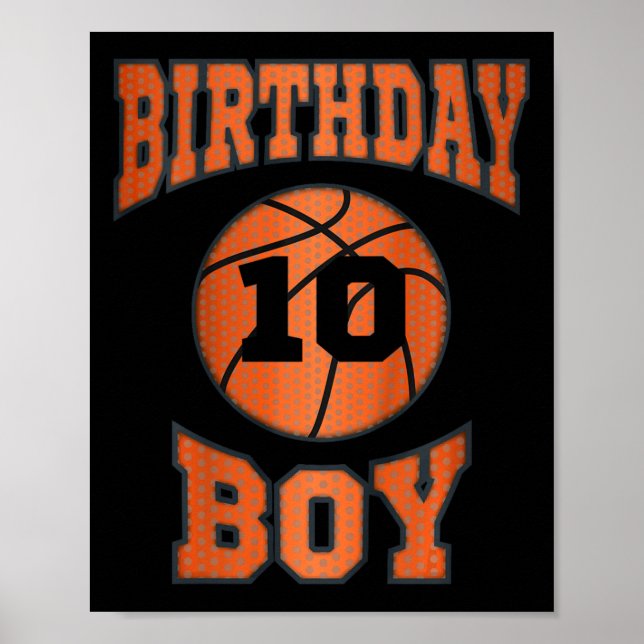 Kids 10th 10 ten years old happy birthday boy bask poster (Front)