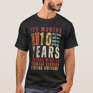 Kids 10th Birthday 10 Years Old Vintage Retro 120 T-Shirt