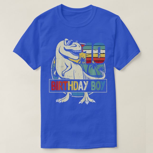 Kids 10th Birthday Boy Dino  Rex Dinosaur Boys Mat T-Shirt (Design Front)