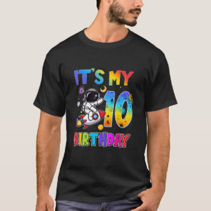 Kids 10Th Birthday Boy Girl Astronaut Four 10 Year T-Shirt