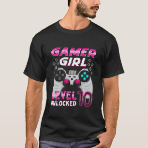 Kids 10Th Birthday Gamer Girl Level 10 Unlocked Vi T-Shirt