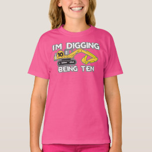 Kids 10th Birthday I'm Digging Being Tenth T-Shirt