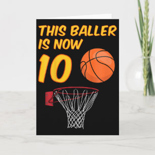 Kids 10th Birthday Sketll Hoop 10 Year Old Boy  Card