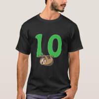 Kids 10th Birthday Sloth Gift - 10 Years Old Lazy 