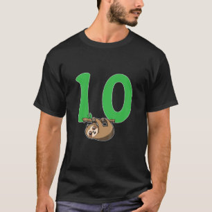Kids 10th Birthday Sloth Gift - 10 Years Old Lazy  T-Shirt