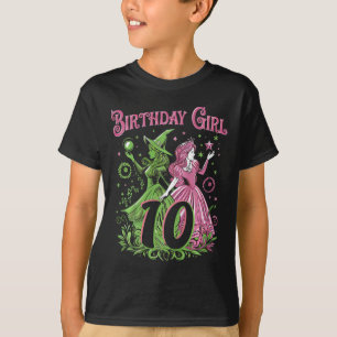 Kids 10th Birthday Witch Pink And Green 10 Year Ol T-Shirt