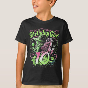 Kids 10th Birthday Witch Pink And Green 10 Year Ol T-Shirt