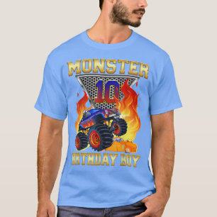 Kids 10th Monster Truck Birthday Boy 10 Year Old P T-Shirt