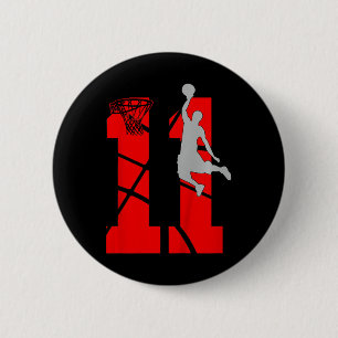 Kids 11 Year Old 11th Basketball Birthday PartyThe 6 Cm Round Badge
