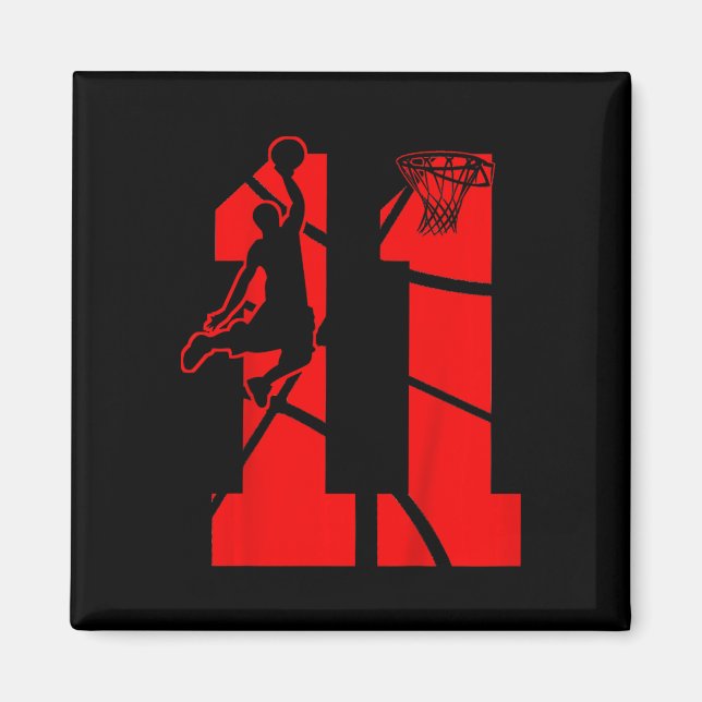 Kids 11 Year Old 11th Basketball Birthday PartyThe Magnet (Front)