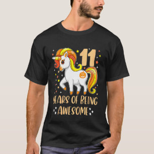 Kids 11 Years Of Being Awesome Girls Halloween Bir T-Shirt