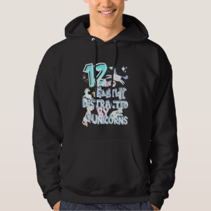 Kids 12 And Easily Distracted By Unicorns Hoodie