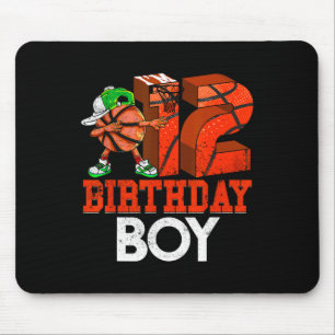 Kids 12 Year Old Basketball Dabbing 12th Birthday Mouse Pad