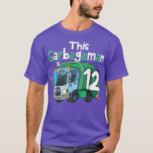 Kids 12 Year Old Birthday Garbage Truck 12th Birth T-Shirt