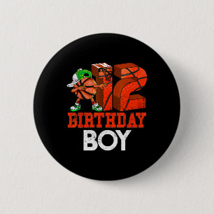 Kids 12 Year Old Bysketbyll Dabbing 12th Birthday  6 Cm Round Badge