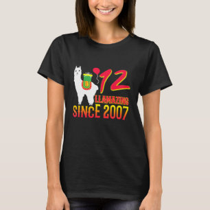 Kids 12th Birthday Llama Llamazing Since 2007 12 Y T-Shirt
