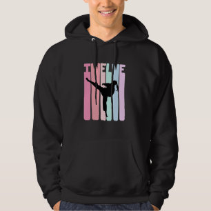 Kids 12th Birthday Retro Taekwondo Karate Girls 12 Hoodie