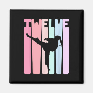 Kids 12th Birthday Retro Taekwondo Karate Girls 12 Magnet