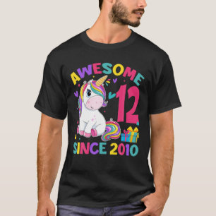 Kids 12Th Birthday Unicorn Girl 12 Year Old Awesom T-Shirt