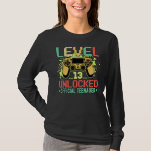 Kids 13 Year Old Level Unlocked Gaming Vintage Bir T-Shirt