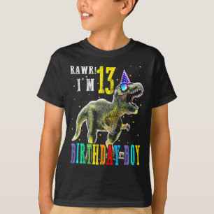 Kids 13 Year Old Shirt 13rd Birthday Boy T Rex Din