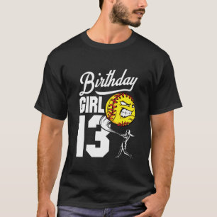 Kids 13 Year Old Softball Birthday Party Theme 13T T-Shirt