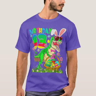 Kids 13 Year Old TRe Dinosaur Easter Bunny 13rd Bi T-Shirt
