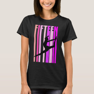 Kids 15 15th Gymnastics Retro Gymnast Birthday Dan T-Shirt
