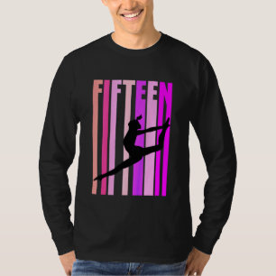 Kids 15 15th Gymnastics Retro Gymnast Birthday Dan T-Shirt