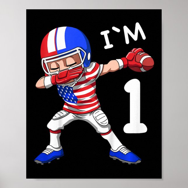 Kids 1 Birthday American Football Dabbing 1 Year O Poster (Front)