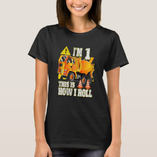 Kids 1 Year Old Birthday  Concrete Mixer Truck T-Shirt