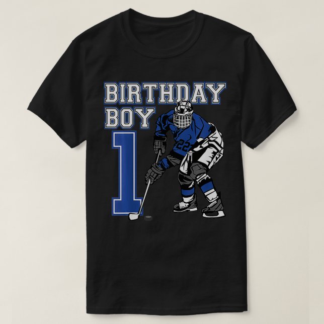 Kids 1 Year Old Ice Hockey Themed Birthday Party 1 T-Shirt (Design Front)