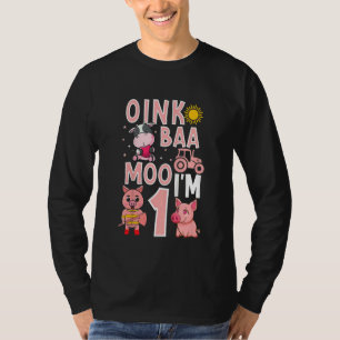 Kids 1 Years Old Girl Farm Animals Cute 1st Birthd T-Shirt