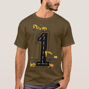 Kids 1st Birthday Crane Excavator Truck 1 Year Old T-Shirt