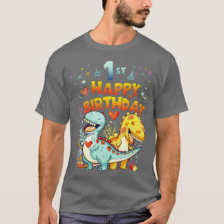 Kids 1st Birthday Happy 1 year old Dino Dinosaurs T-Shirt