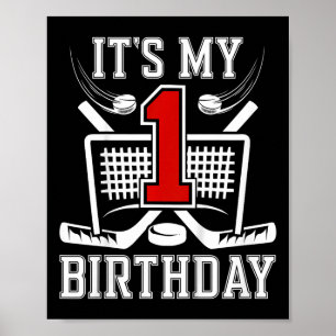 Kids 1st Birthday Ice Hockey Boy 1 Year Old Ice Ho Poster