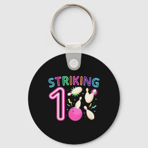 Kids 1st Birthday Party Bowling Girl 1 Year Old Bo Key Ring