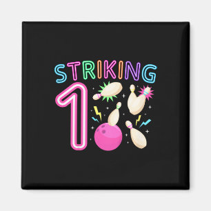 Kids 1st Birthday Party Bowling Girl 1 Year Old Bo Magnet