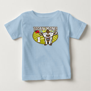 Kid's 1st Birthday Today I'm One! Cute Cow Baby T-Shirt