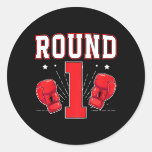 Kids 1st Boxing Birthday Party One Year Old Boxer  Classic Round Sticker