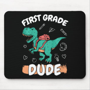 Kids 1st Grade Byck To School First Grade Dude Boy Mouse Pad