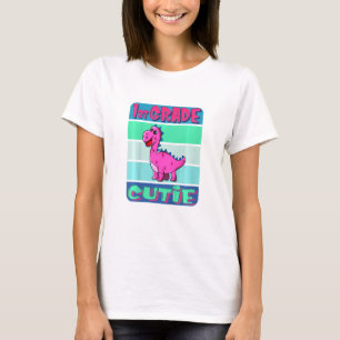 Kids 1st Grade Dinosaur Cutie Ready First Back To T-Shirt