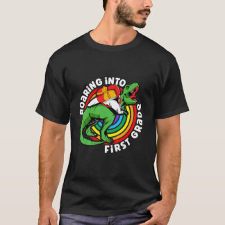 Kids 1St Grade Dinosaur Roaring T Rex Back To Scho T-Shirt