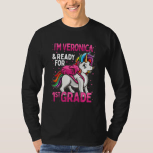 Kids 1st Grader Unicorn I'm Veronica And Ready For T-Shirt