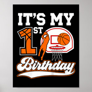 Kids 1st Sketll Birthday 1 Year Old Sketll Player Poster
