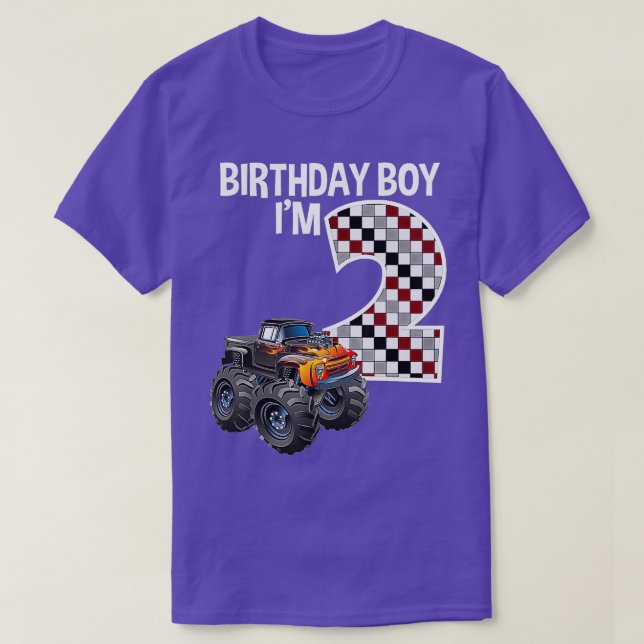Kids 2 Year Old 2nd Birthday Boy Monster Truck Car T-Shirt (Design Front)