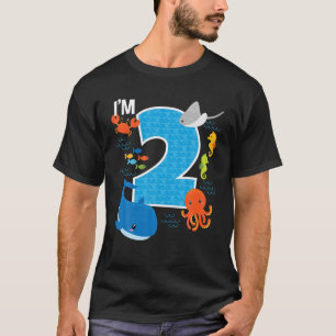 Kids 2 Year Old Birthday Whale Fish Sea Bday Boys T-Shirt