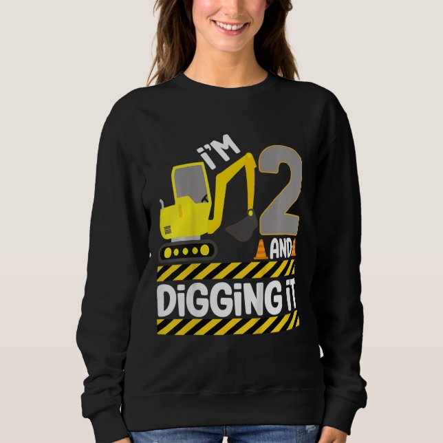 Kids 2 Year Old Boy 2nd Birthday Construction Digg Sweatshirt (Front)