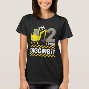 Kids 2 Year Old Boy 2nd Birthday Construction Digg T-Shirt