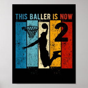 Kids 2 Year Old Bysketbyll 2nd Birthday Boy Poster